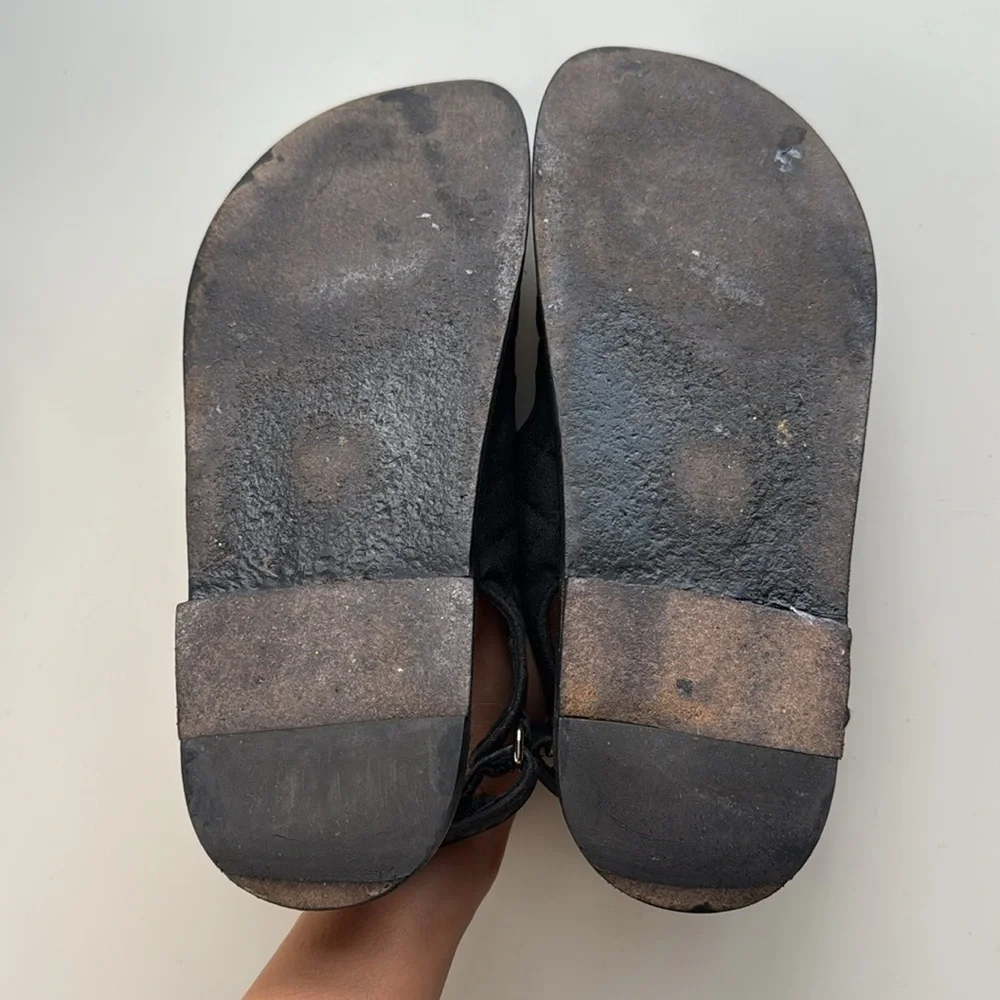 Chanel Quilted Dad Sandals, Black, Size 39.5